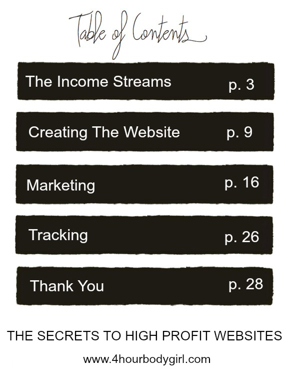 THE SECRETS TO HIGH PROFIT WEBSITES Table of Contents